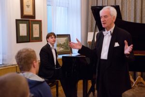 Grzegorz Niemczuk and Juliusz Adamowski - <b>158th Concert for the Youth 'How to Listen to Music?”, </b> in Music and Literature Club in wrocław,25.09.2014. Photo by Andrzej Solnica